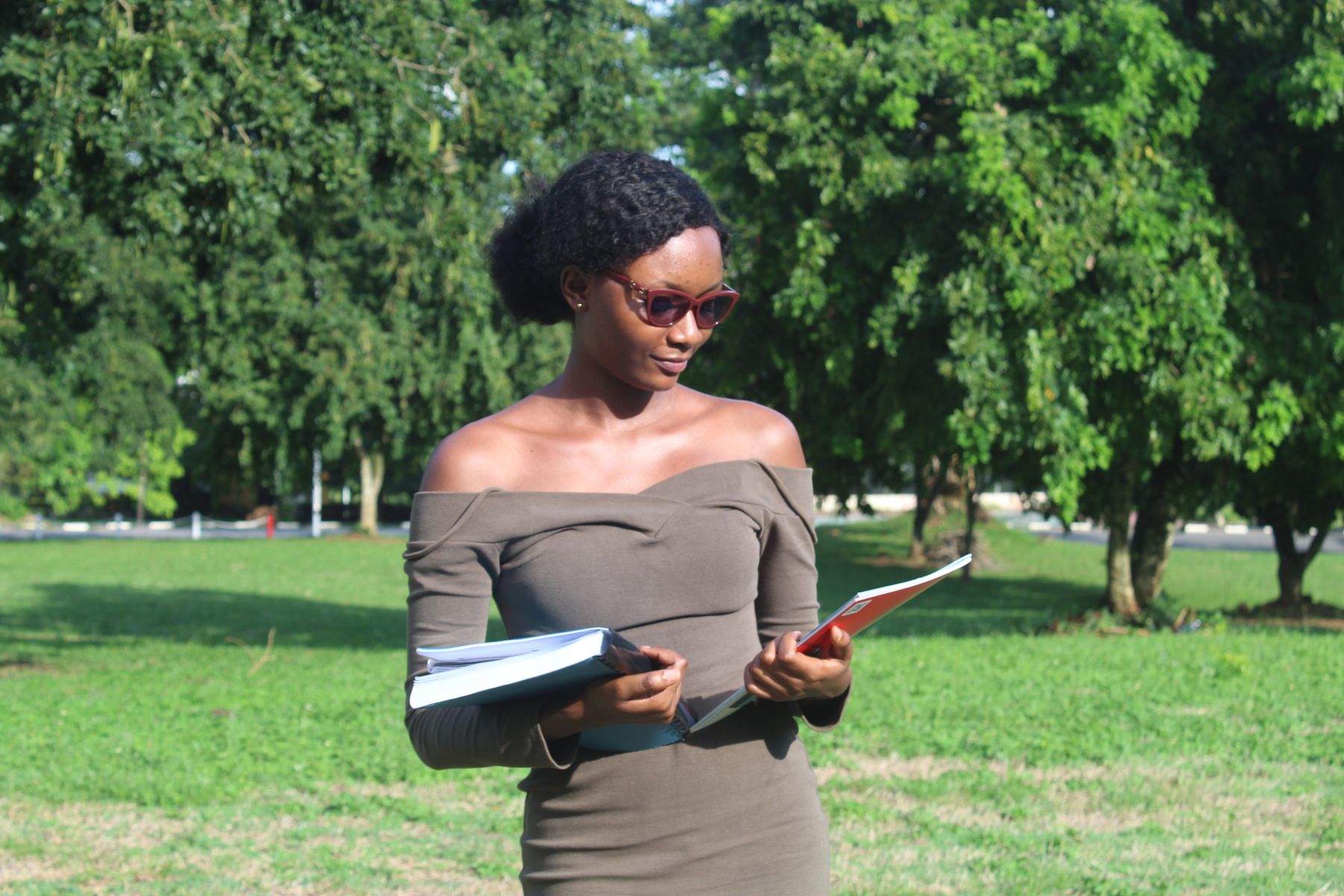 Student studying outdoors in Ghana