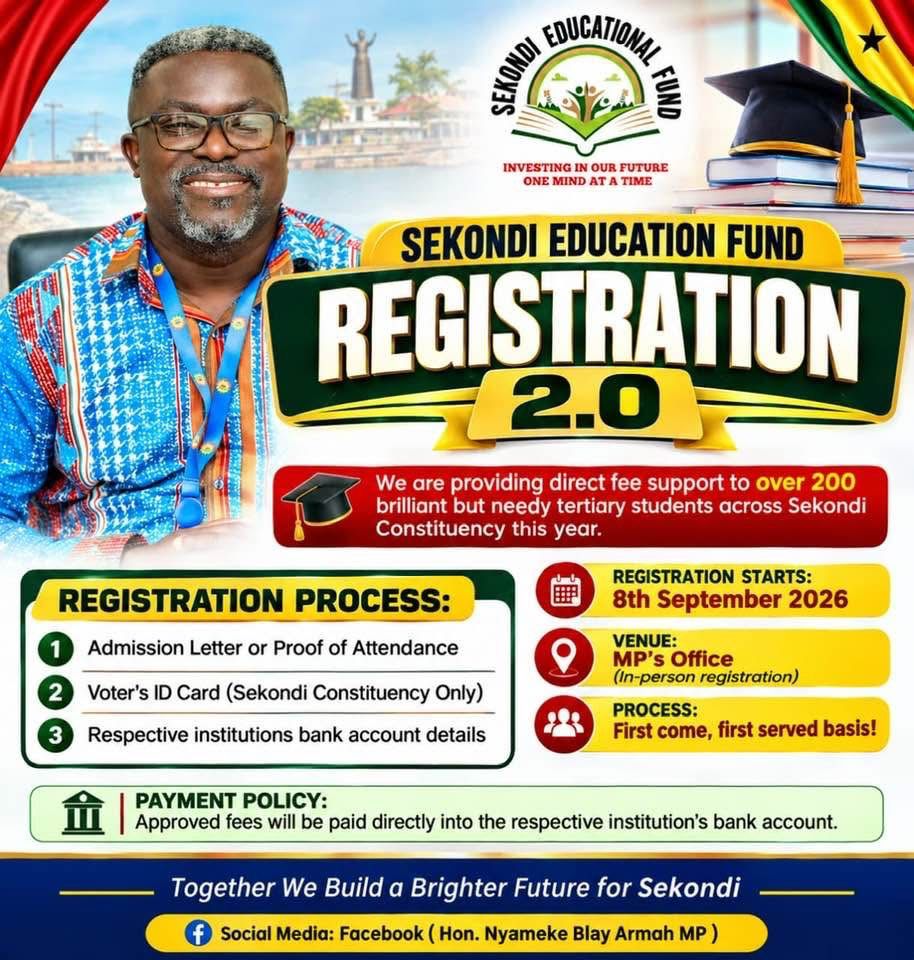 Sekondi Education Fund Registration 2.0 — in-person registration artwork